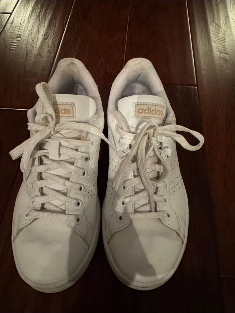 adidas White Sneakers with Beige Logo Accents
